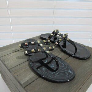 Black Gold Toned Studded Sandal - size 7